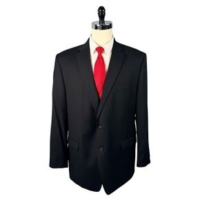 Lauren Ralph Lauren Mens 48L Black 100% Wool 2 Button Suit Jacket Blazer Macy's